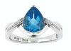 White Gold Blue Topaz, Diamond Ring.