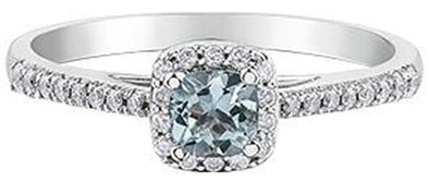 White Gold Aquamarine, Diamond Ring.