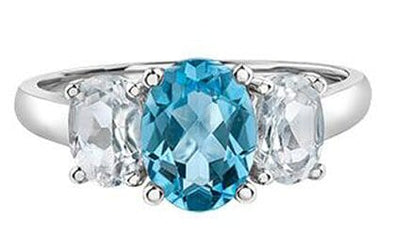 White Gold Blue Topaz, White Topaz Ring.