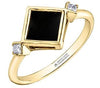 Yellow Gold Onyx, Canadian Diamond Ring.