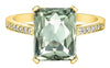 Yellow Gold Green Amethyst, Diamond Ring.