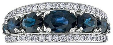 White Gold Blue Sapphire, Diamond Ring.