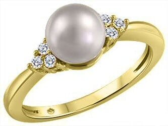 Yellow Gold Pearl, Diamond Ring.