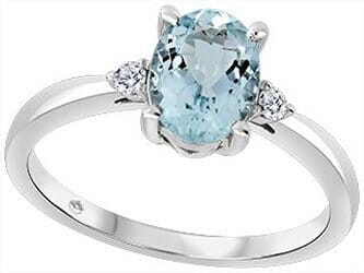 White Gold Blue Topaz, Canadian Diamond Ring.