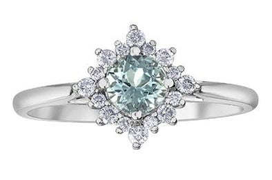 White Gold Aquamarine, Diamond Ring.