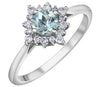 White Gold Aquamarine, Diamond Ring.