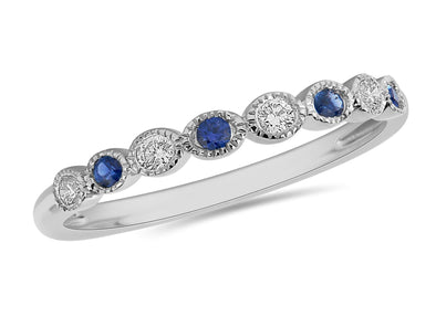 White Gold Diamond, Blue Sapphire Ring.