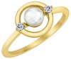 Yellow Gold Canadian Diamond, Pearl Ring.