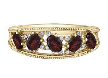 Yellow Gold Garnet, Diamond