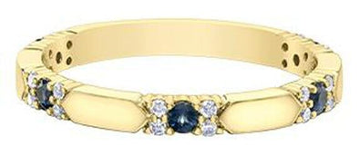 Yellow Gold Blue Sapphire, Diamond Ring.