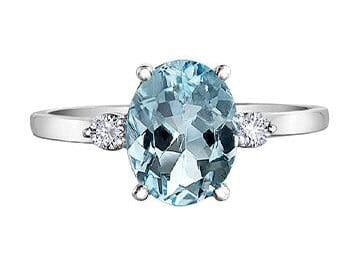 White Gold Aquamarine, Canadian Diamond Ring.