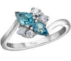 White Gold Blue Topaz, Canadian Diamond Ring.