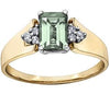 Yellow Gold Green Amethyst, Diamond Ring.