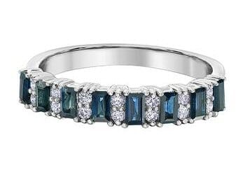 White Gold Blue Sapphire, Diamond Ring.