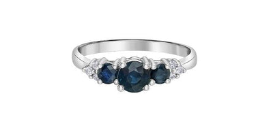 White Gold Blue Sapphire, Diamond Ring.