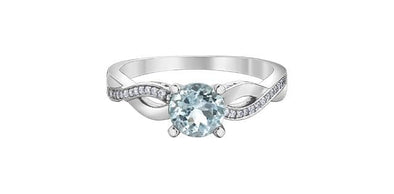 White Gold Aquamarine, Diamond Ring.