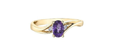 Yellow Gold Amethyst, Diamond Ring.