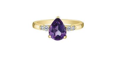 Yellow Gold Amethyst, Canadian Diamond Ring.