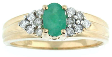 Yellow Gold Emerald, Diamond Ring.