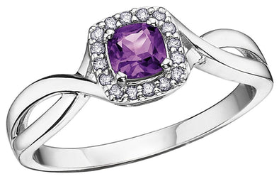 White Gold Amethyst, Diamond Ring.