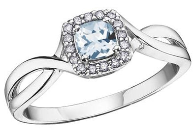 White Gold Aquamarine, Diamond Ring.