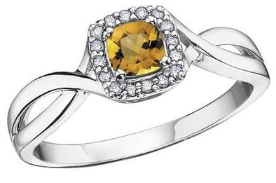 White Gold Citrine, Diamond Ring.