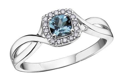 White Gold Blue Topaz, Diamond Ring.