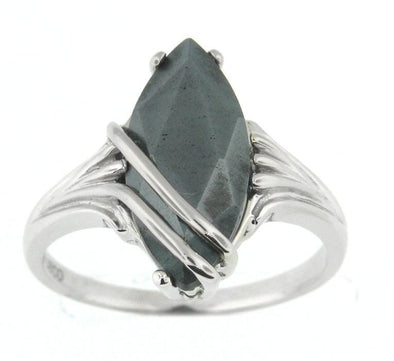 White Gold Hematite Ring.