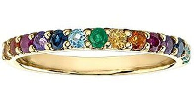 Yellow Gold Amethyst, Blue Sapphire, Blue Topaz, Citrine, Emerald, Ruby, Yellow Sapphire Band.