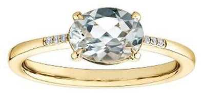 Yellow Gold White Topaz, Diamond Ring.