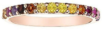 Rose Gold Amethyst, Citrine, Pink Topaz, Pink Tourmaline, Ruby, Yellow Sapphire Band.