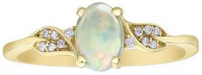 Yellow Gold Opal, Diamond Ring.