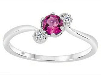 White Gold Pink Topaz, Diamond Ring.