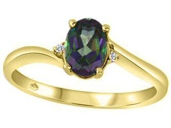 Yellow Gold Mystic Topaz, Diamond Ring.