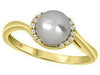 Yellow Gold Pearl, Diamond Ring.