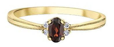 Yellow Gold Garnet, Diamond Ring.