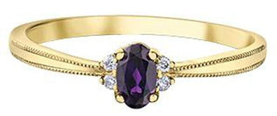 Yellow Gold Amethyst, Diamond Ring.