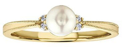 Yellow Gold Pearl, Diamond Ring.