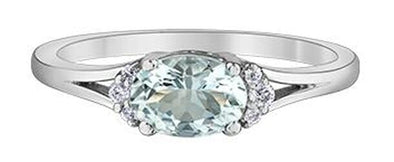 White Gold Aquamarine, Diamond Ring.