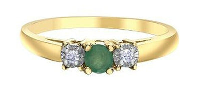 Yellow Gold Emerald, Diamond Ring.