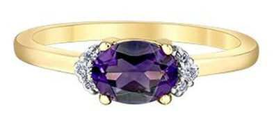 Yellow Gold Amethyst, Diamond Ring.