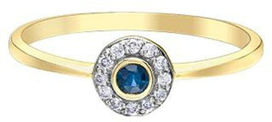 Yellow Gold Diamond, Blue Sapphire Ring.