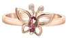 Rose Gold Pink Tourmaline, Diamond Butterfly Ring.