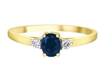 Yellow Gold Blue Sapphire, Diamond Ring.