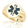 Yellow Gold "Paramedic" Mens Ring. 4.0mm Wide.