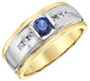 Yellow Gold Blue Sapphire, Diamond Ring.