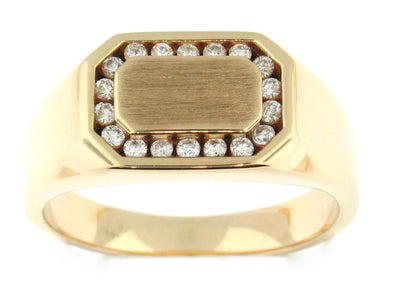 Yellow Gold Diamond Mens Ring.