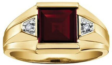 Yellow Gold Garnet, Diamond Ring.