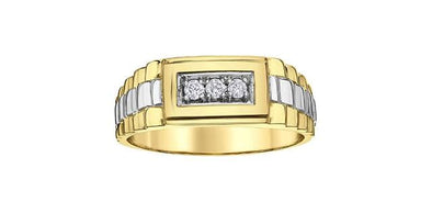 Yellow Gold Diamond Mens Ring.