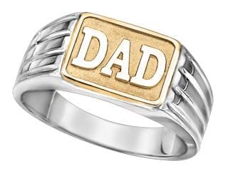 Sterling Silver, Yellow Gold Dad Mens Ring.